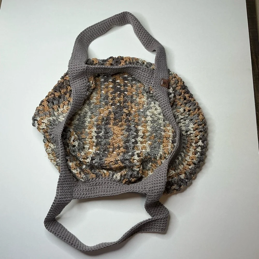 Large Crochet Mesh Market Bag Cotton and Acrylic Handcrafted‎ Handmade Reusable